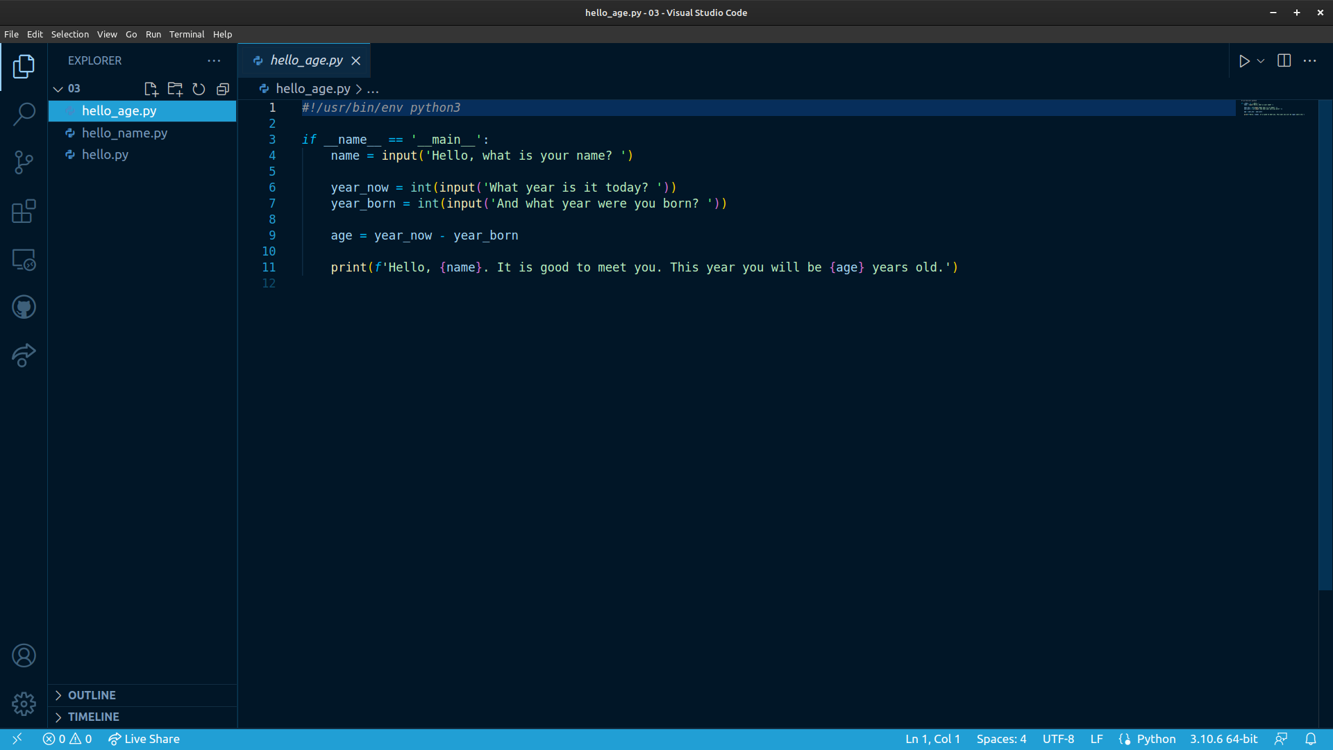 VS Code with Python program open